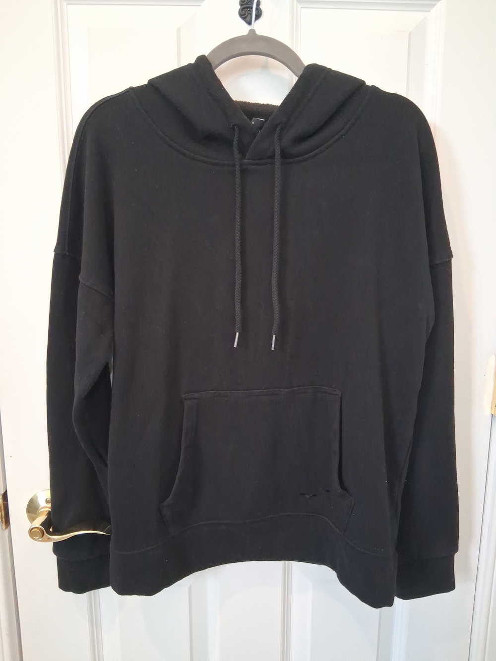 Black Oversized Hooded Sweatshirt with Kangaroo Pocket